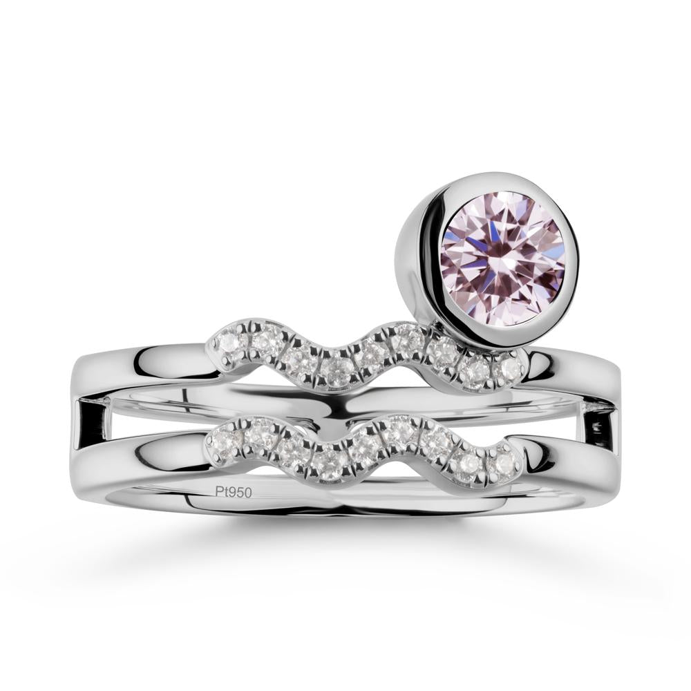 Aquarius Zodiac Pink Cubic Zirconia Ring -Innovative and Unique - LUO Jewelry #metal_platinum