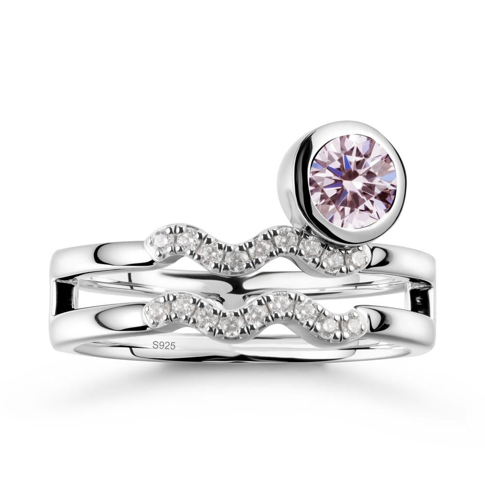 Aquarius Zodiac Pink Cubic Zirconia Ring -Innovative and Unique - LUO Jewelry #metal_sterling silver
