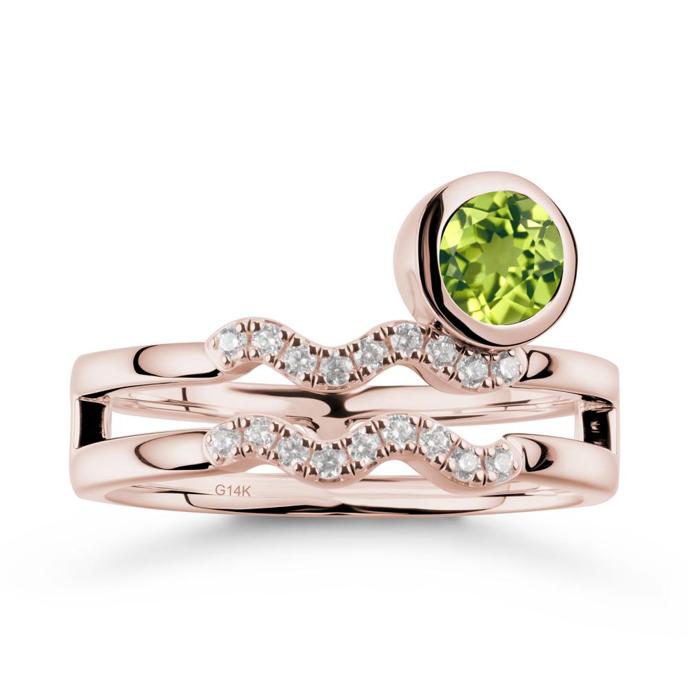 Double Band Aquarius Zodiac Peridot Ring - LUO Jewelry #metal_14k rose gold