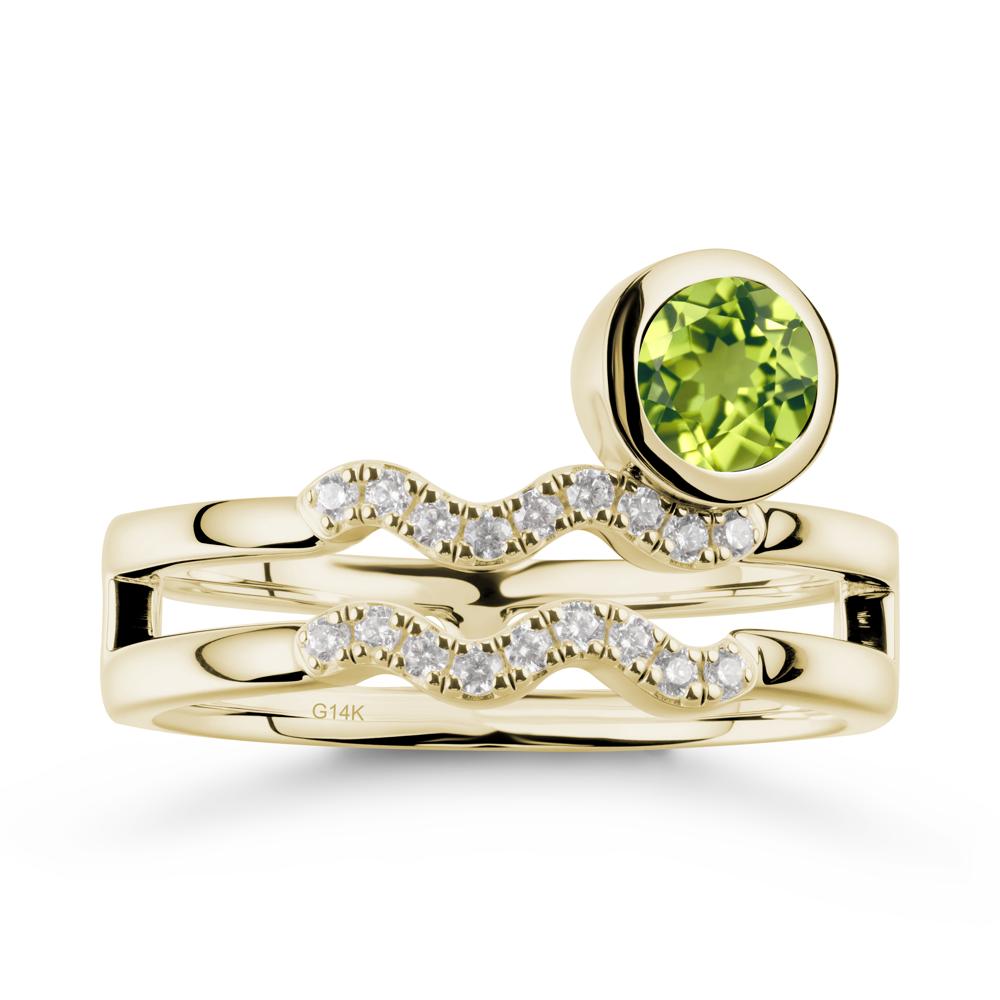 Double Band Aquarius Zodiac Peridot Ring - LUO Jewelry #metal_14k yellow gold
