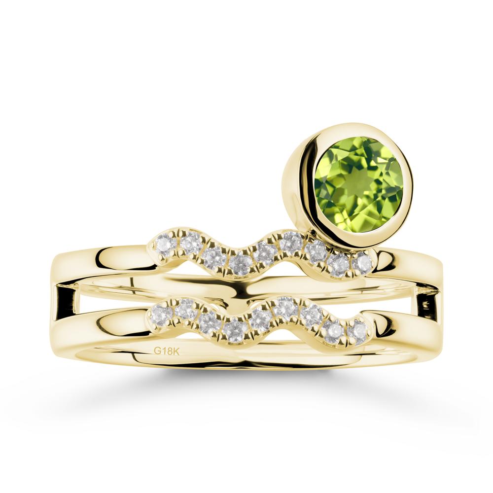 Double Band Aquarius Zodiac Peridot Ring - LUO Jewelry #metal_18k yellow gold