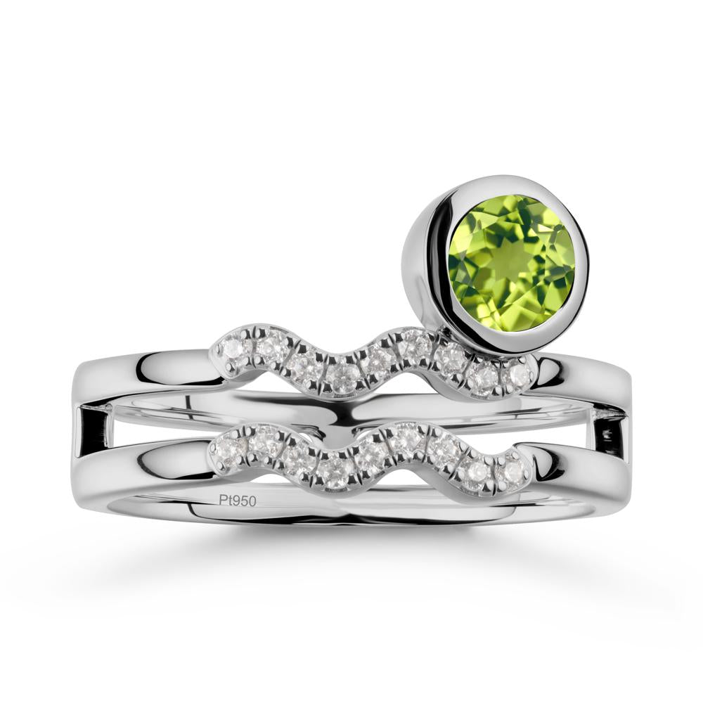 Double Band Aquarius Zodiac Peridot Ring - LUO Jewelry #metal_platinum