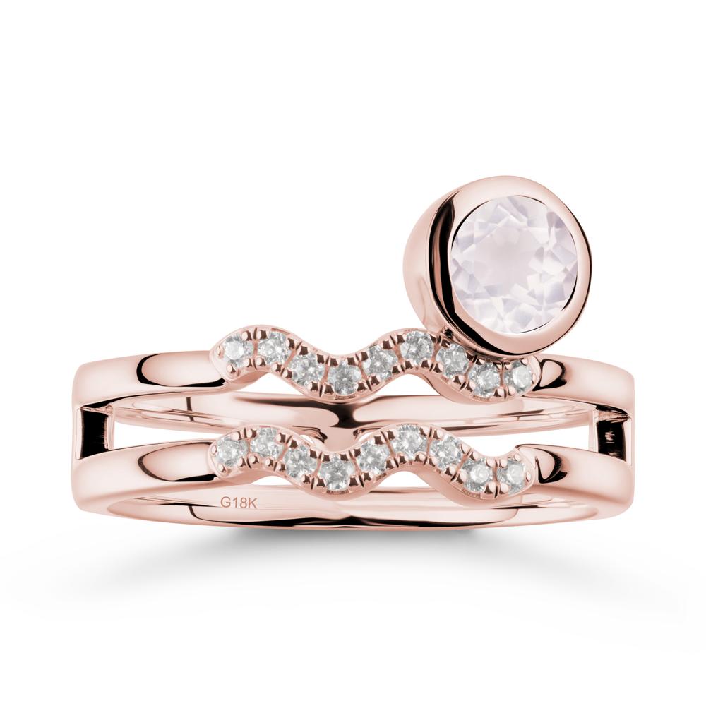 Aquarius Zodiac Rose Quartz Ring -Innovative and Unique - LUO Jewelry #metal_18k rose gold