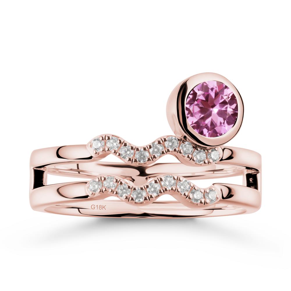 Double Band Aquarius Zodiac Pink Sapphire Ring - LUO Jewelry #metal_18k rose gold