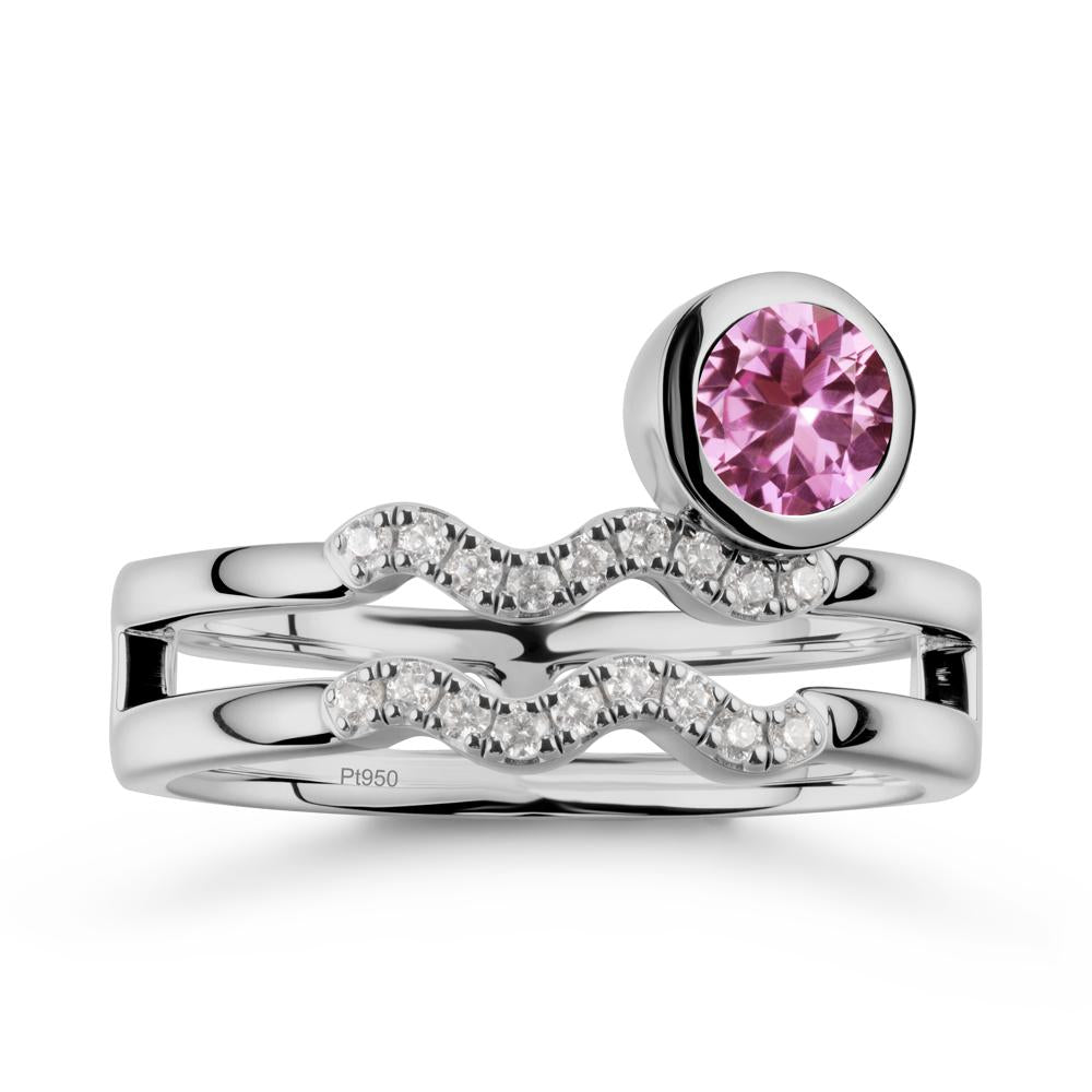 Double Band Aquarius Zodiac Pink Sapphire Ring - LUO Jewelry #metal_platinum