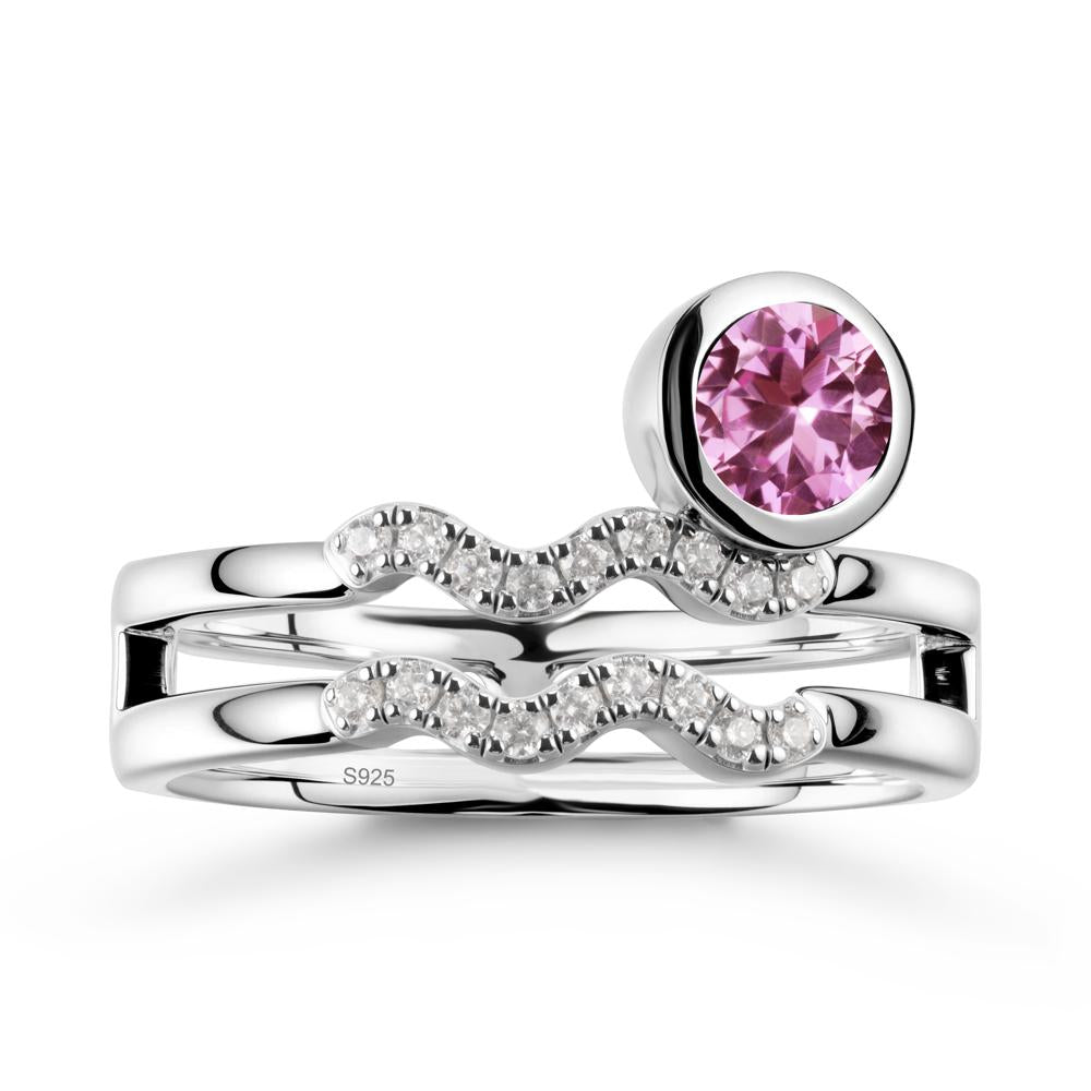 Double Band Aquarius Zodiac Pink Sapphire Ring - LUO Jewelry #metal_sterling silver