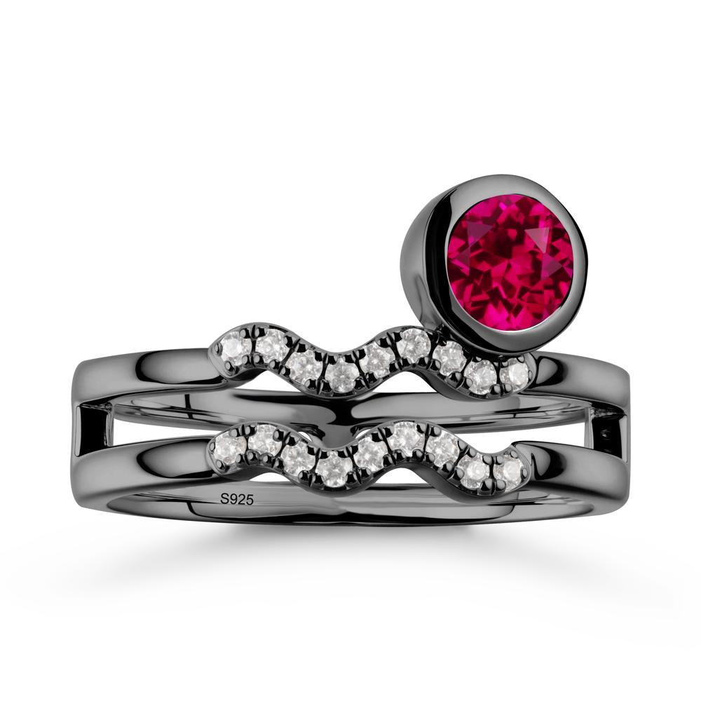 Aquarius Zodiac Ruby Ring -Innovative and Unique - LUO Jewelry #metal_black finish sterling silver