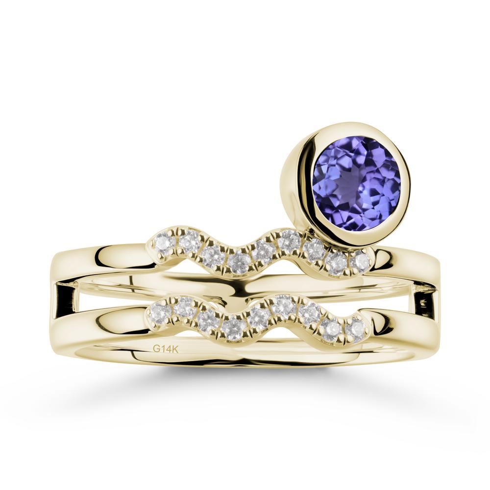 Aquarius Zodiac Tanzanite Ring -Innovative and Unique - LUO Jewelry #metal_14k yellow gold