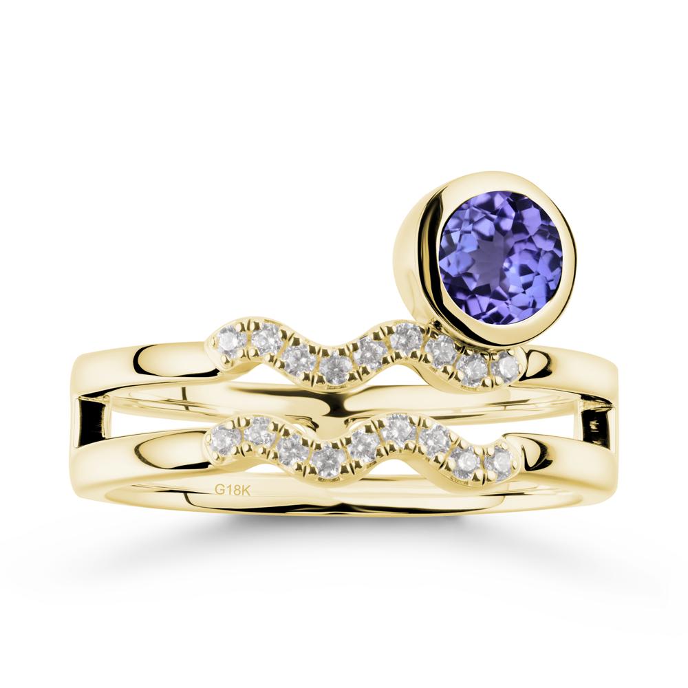 Aquarius Zodiac Tanzanite Ring -Innovative and Unique - LUO Jewelry #metal_18k yellow gold