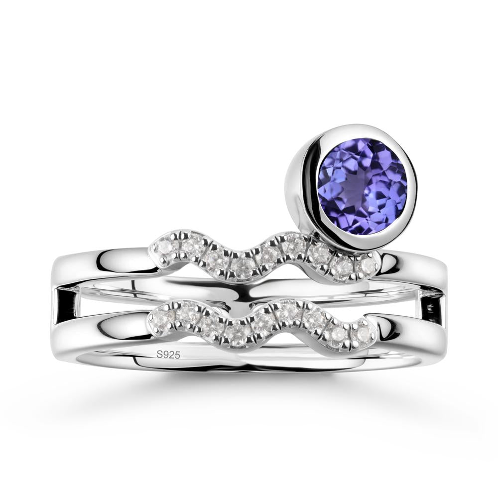 Aquarius Zodiac Tanzanite Ring -Innovative and Unique - LUO Jewelry #metal_sterling silver