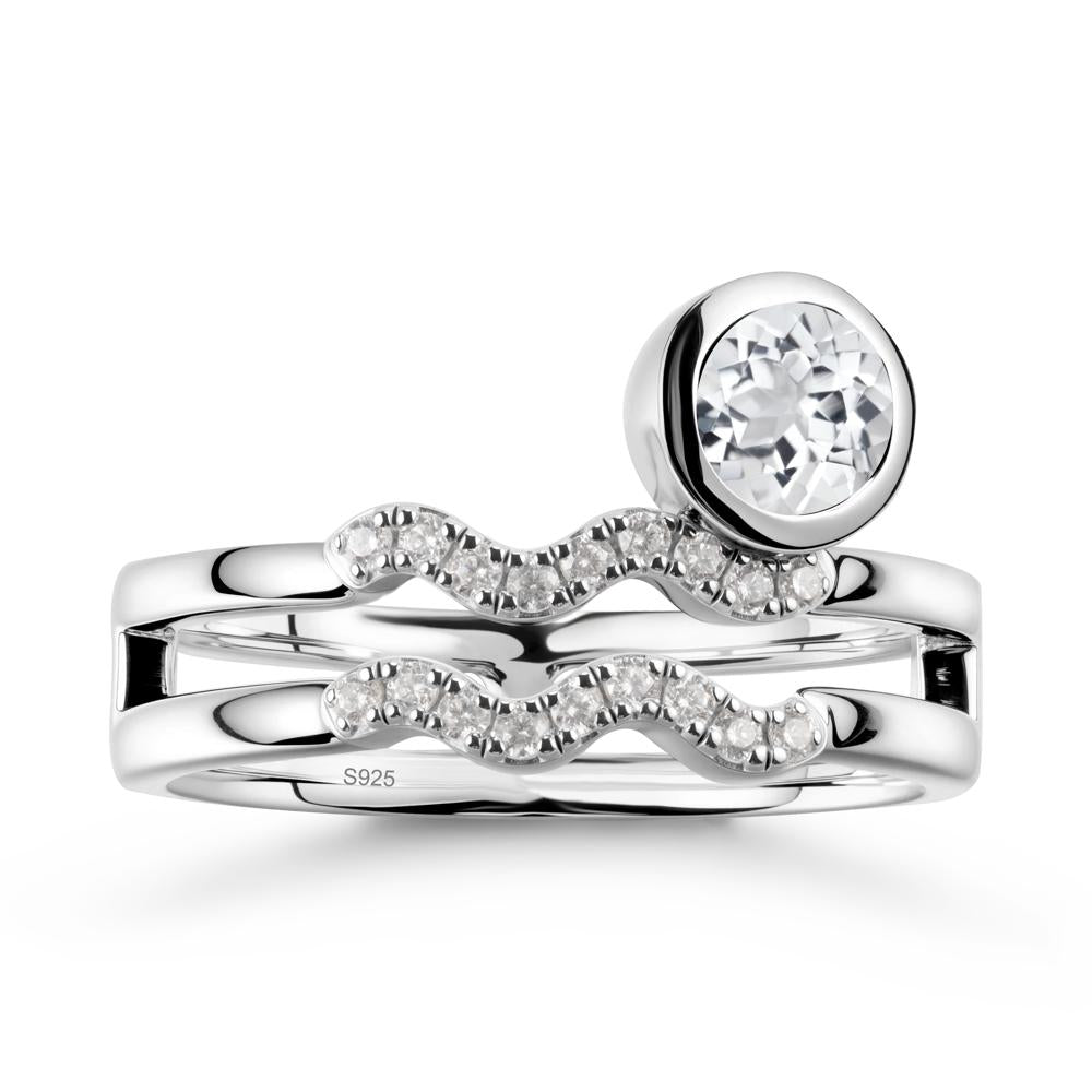 Double Band Aquarius Zodiac White Topaz Ring - LUO Jewelry #metal_sterling silver
