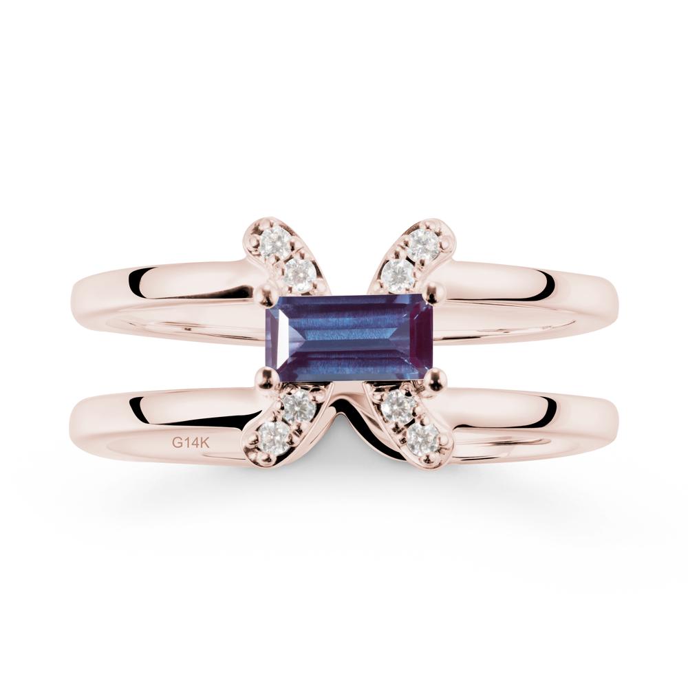 Double Band Pisces Zodiac Alexandrite Ring-Dreamy and Sensitive - LUO Jewelry #metal_14k rose gold