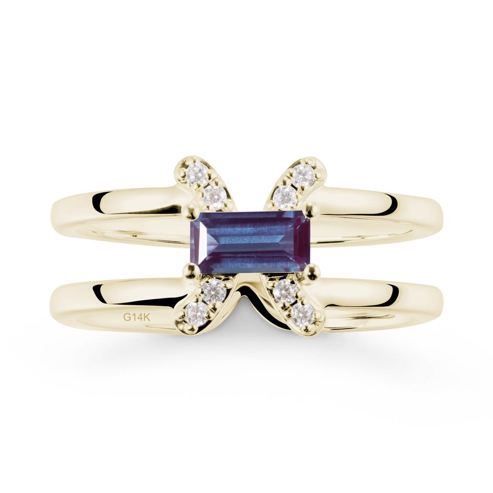 Double Band Pisces Zodiac Alexandrite Ring-Dreamy and Sensitive - LUO Jewelry #metal_14k yellow gold