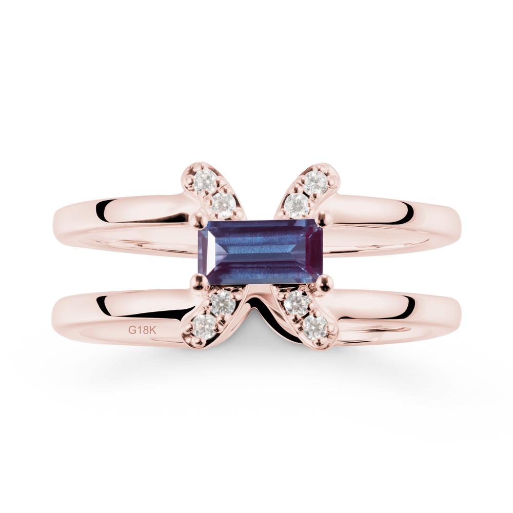 Double Band Pisces Zodiac Alexandrite Ring-Dreamy and Sensitive - LUO Jewelry #metal_18k rose gold