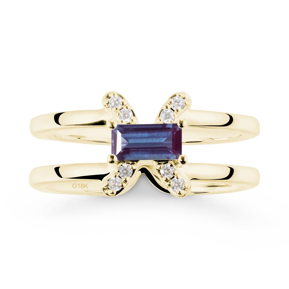 Double Band Pisces Zodiac Alexandrite Ring-Dreamy and Sensitive - LUO Jewelry #metal_18k yellow gold