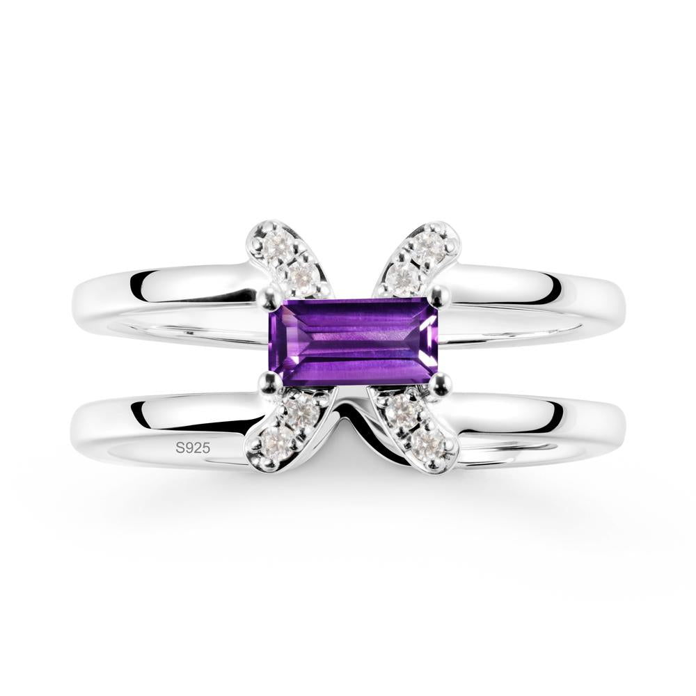 Pisces Zodiac Baguette Amethyst Ring - LUO Jewelry #metal_sterling silver
