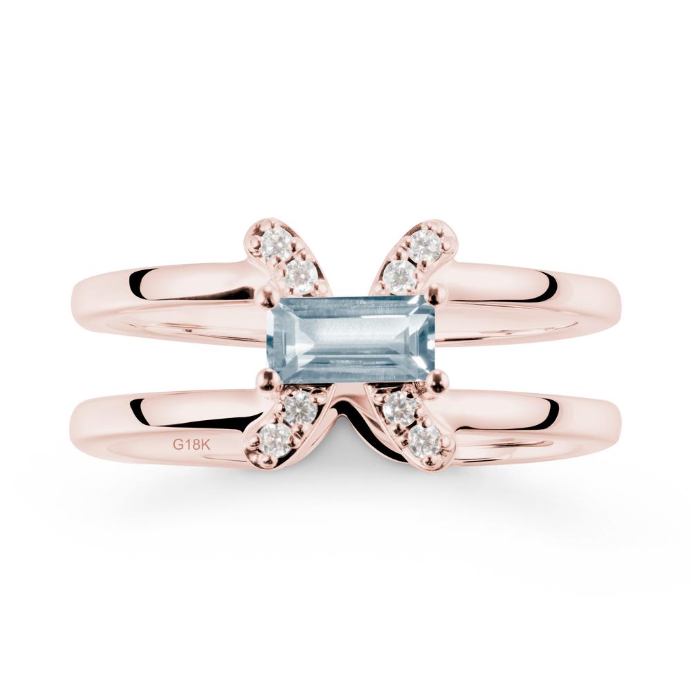 Unique Double Band Aquamarine Ring - LUO Jewelry #metal_18k rose gold