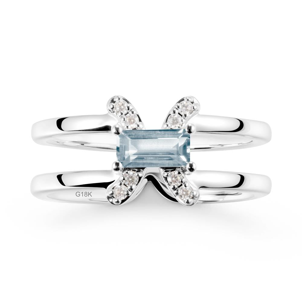Unique Double Band Aquamarine Ring - LUO Jewelry #metal_18k white gold