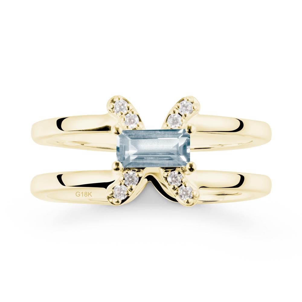 Unique Double Band Aquamarine Ring - LUO Jewelry #metal_18k yellow gold