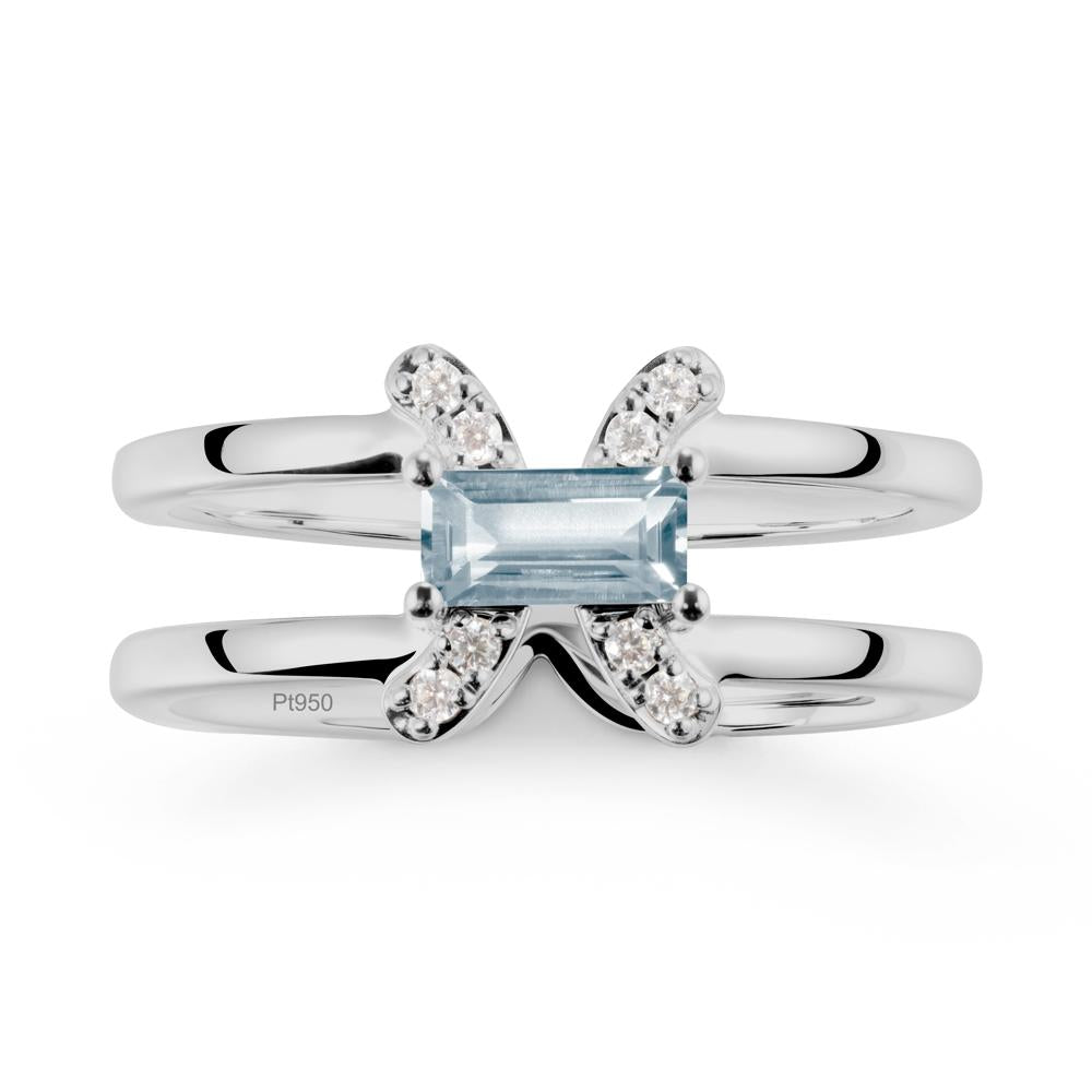 Unique Double Band Aquamarine Ring - LUO Jewelry #metal_platinum