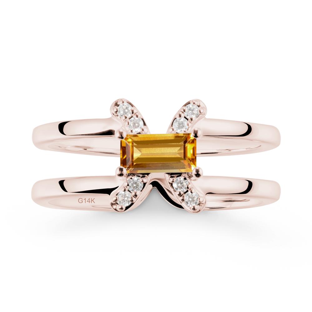 Double Band Pisces Zodiac Citrine Ring-Dreamy and Sensitive - LUO Jewelry #metal_14k rose gold