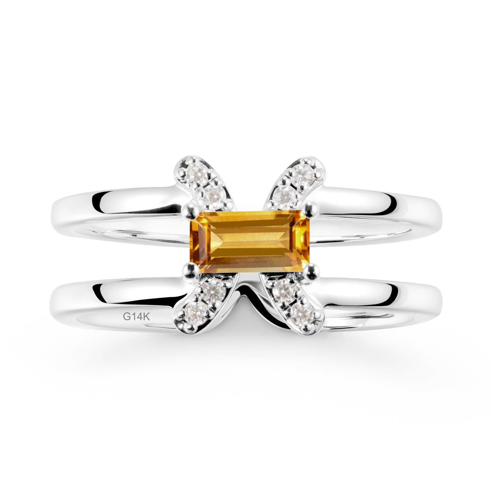 Double Band Pisces Zodiac Citrine Ring-Dreamy and Sensitive - LUO Jewelry #metal_14k white gold