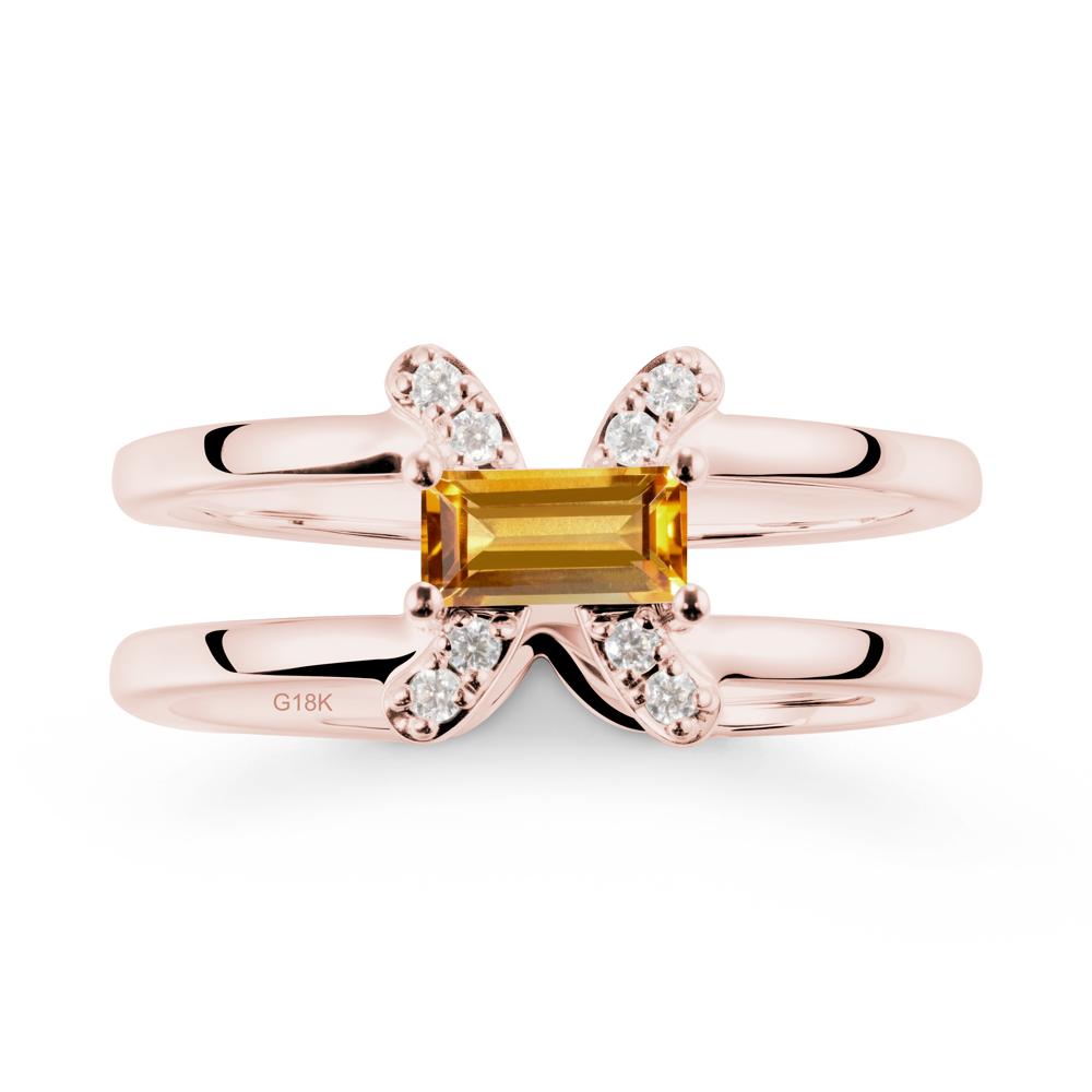 Double Band Pisces Zodiac Citrine Ring-Dreamy and Sensitive - LUO Jewelry #metal_18k rose gold