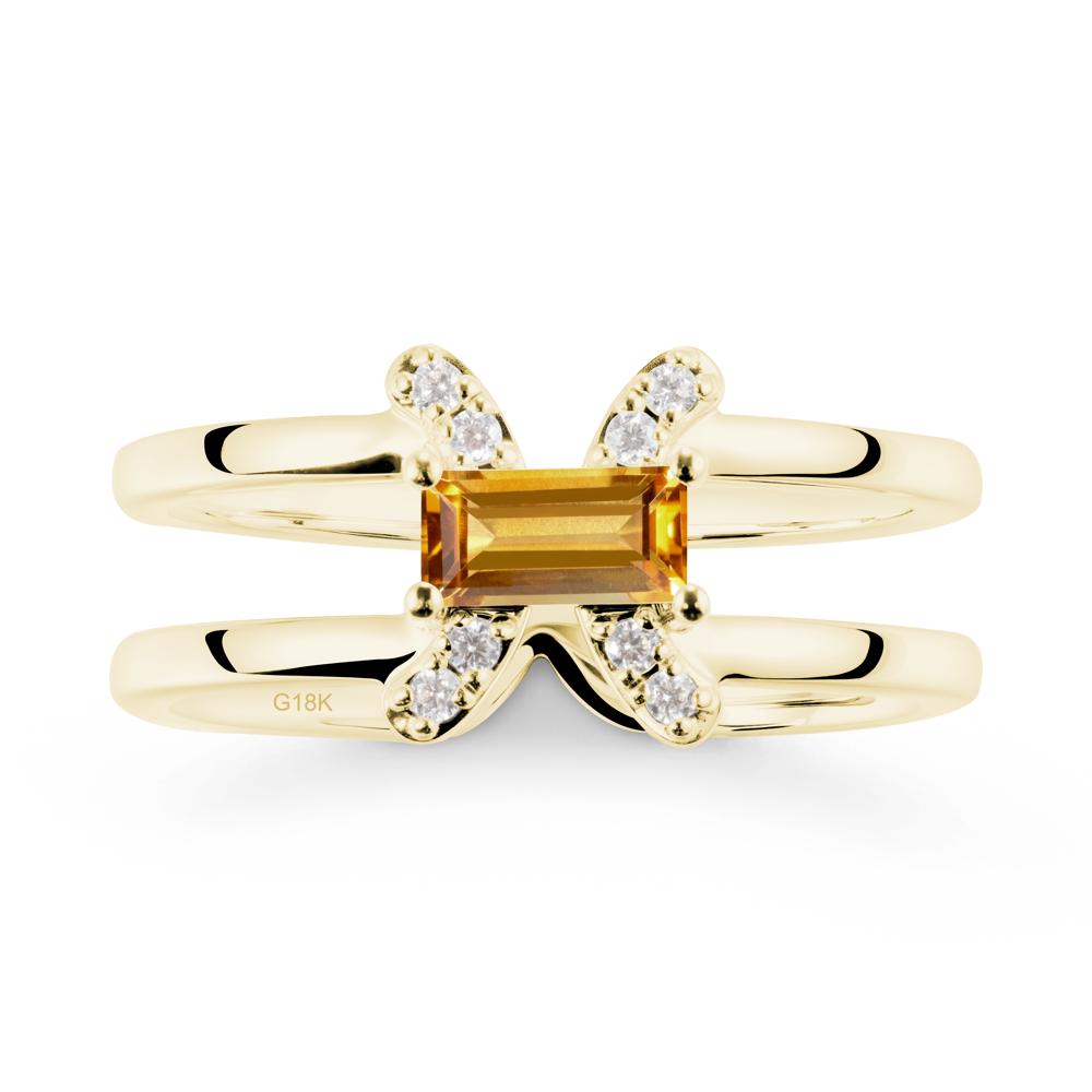 Double Band Pisces Zodiac Citrine Ring-Dreamy and Sensitive - LUO Jewelry #metal_18k yellow gold