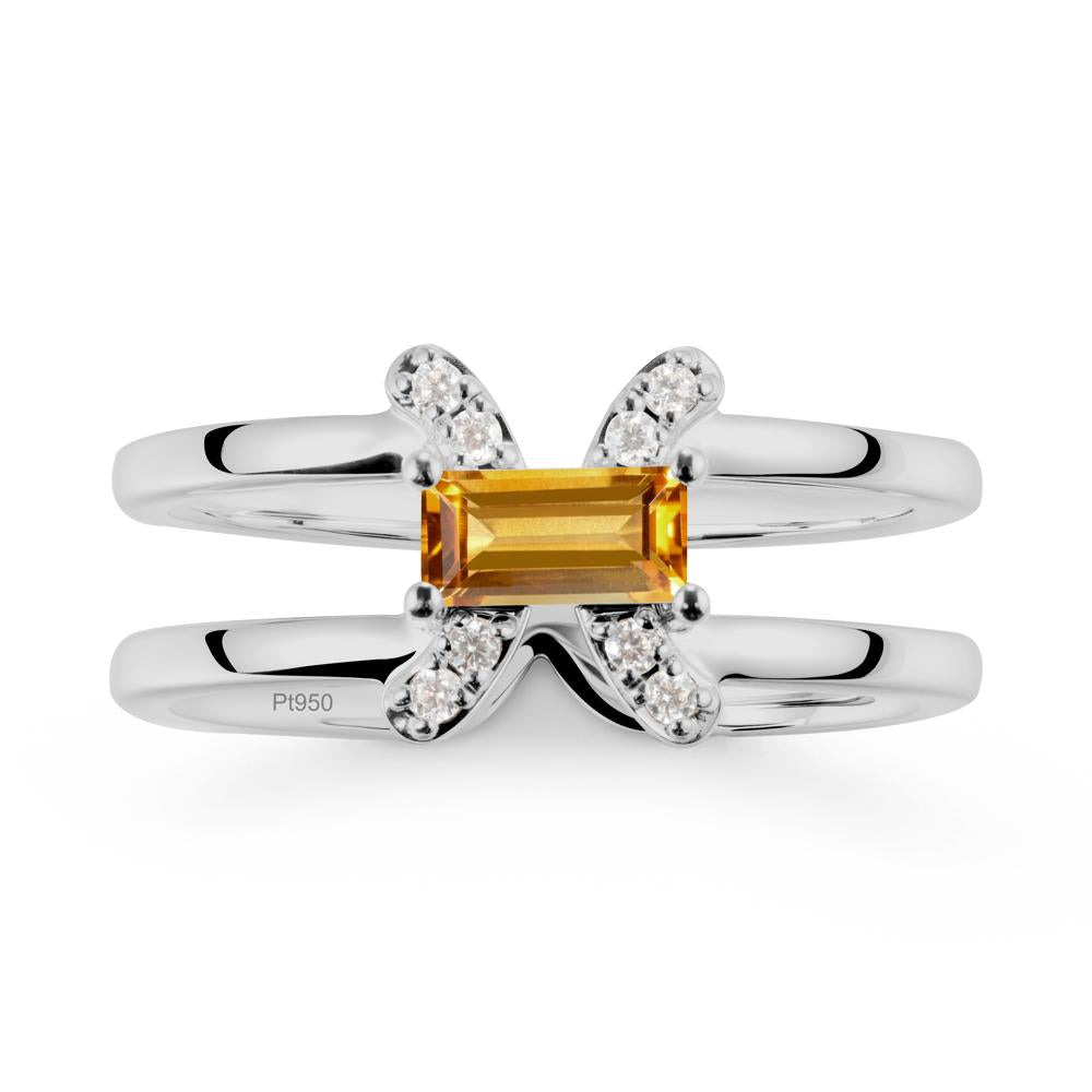 Double Band Pisces Zodiac Citrine Ring-Dreamy and Sensitive - LUO Jewelry #metal_platinum