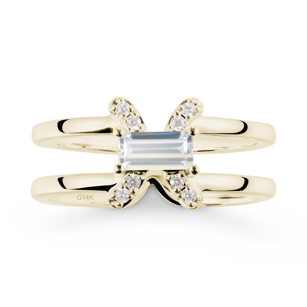 Pisces Zodiac Baguette Cubic Zirconia Ring - LUO Jewelry #metal_14k yellow gold