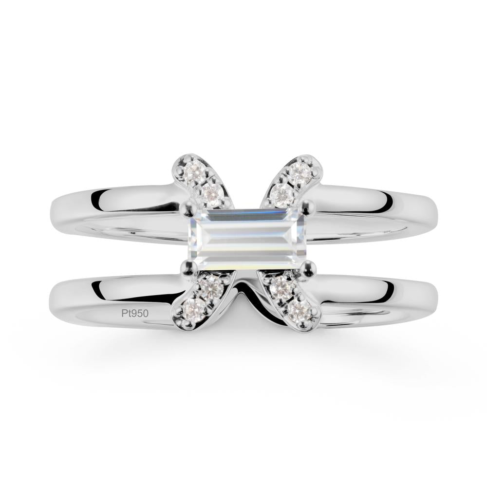 Pisces Zodiac Baguette Cubic Zirconia Ring - LUO Jewelry #metal_platinum