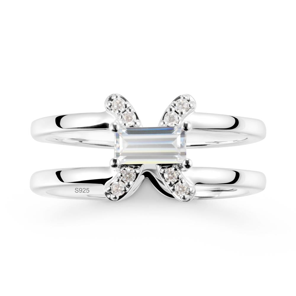 Pisces Zodiac Baguette Cubic Zirconia Ring - LUO Jewelry #metal_sterling silver