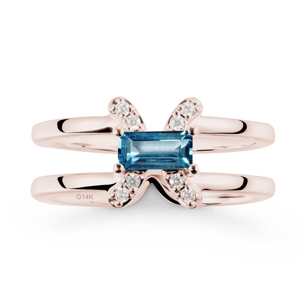 Pisces Zodiac Baguette London Blue Topaz Ring - LUO Jewelry #metal_14k rose gold