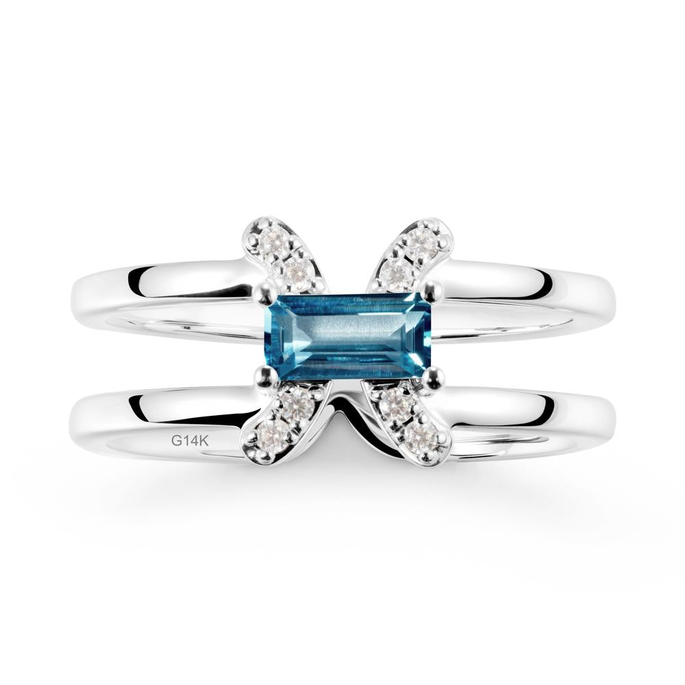 Pisces Zodiac Baguette London Blue Topaz Ring - LUO Jewelry #metal_14k white gold