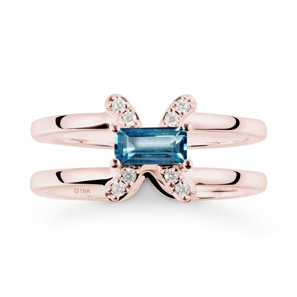 Pisces Zodiac Baguette London Blue Topaz Ring - LUO Jewelry #metal_18k rose gold