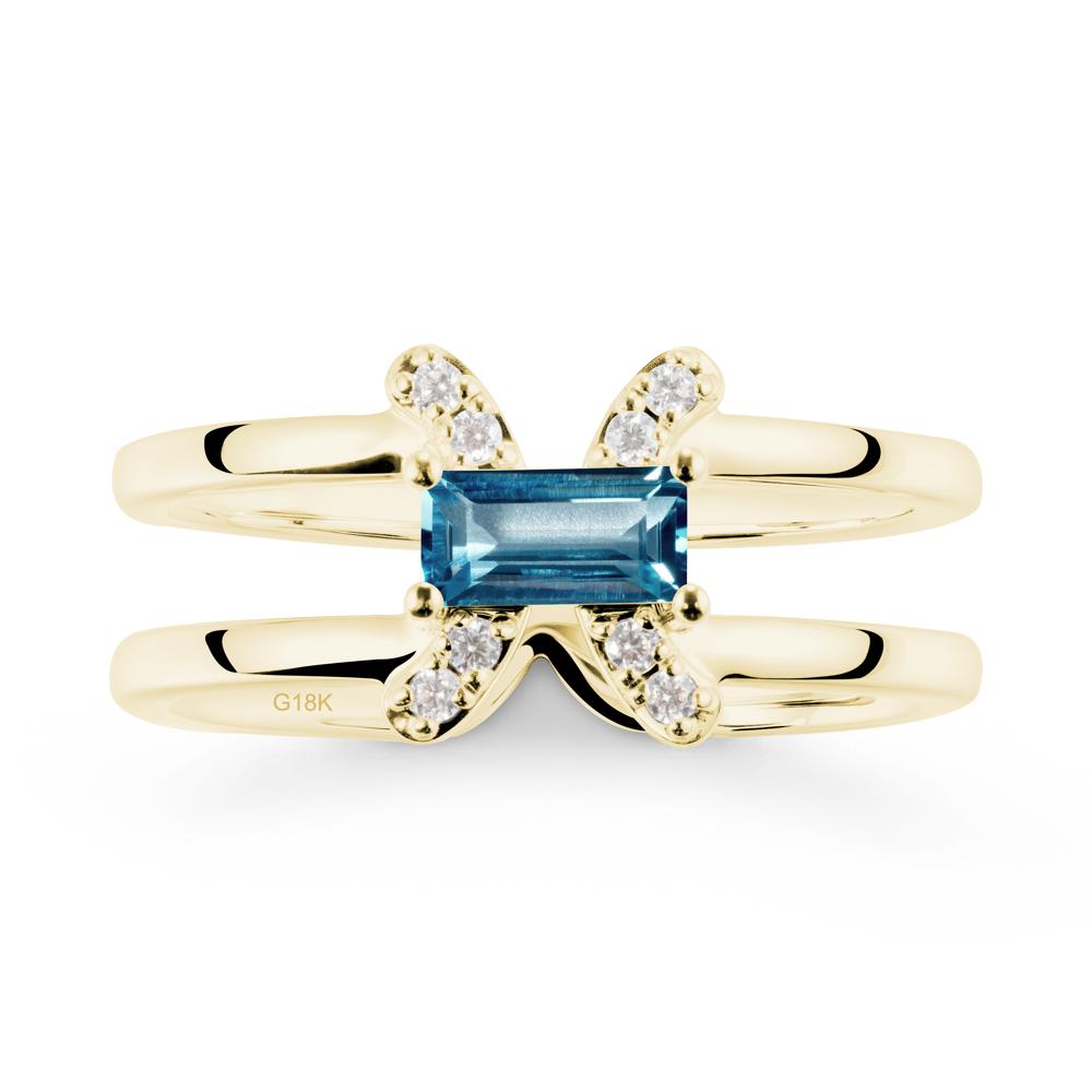 Pisces Zodiac Baguette London Blue Topaz Ring - LUO Jewelry #metal_18k yellow gold