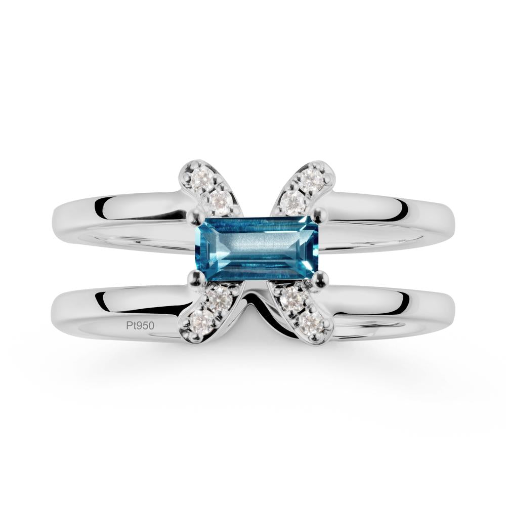 Pisces Zodiac Baguette London Blue Topaz Ring - LUO Jewelry #metal_platinum