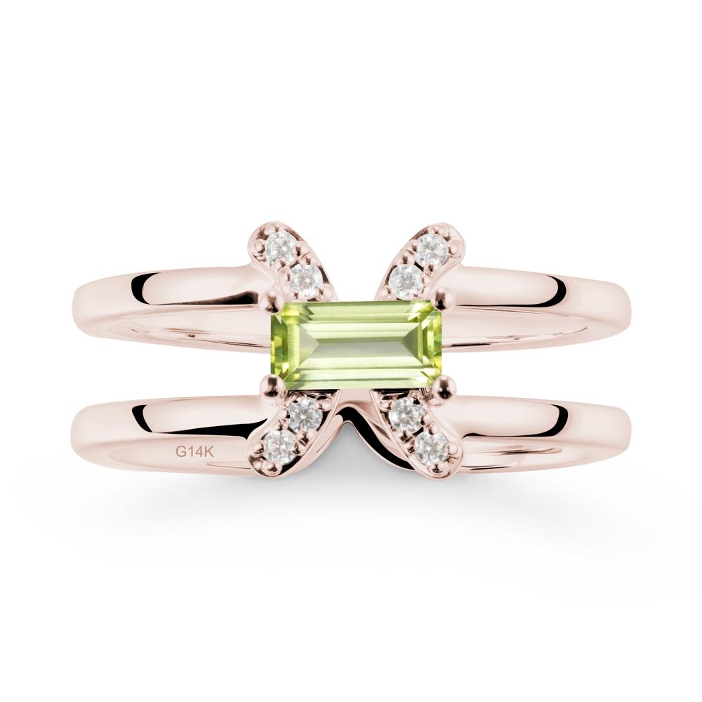 Double Band Pisces Zodiac Peridot Ring-Dreamy and Sensitive - LUO Jewelry #metal_14k rose gold