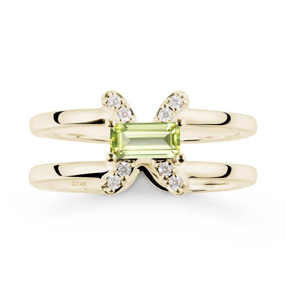 Double Band Pisces Zodiac Peridot Ring-Dreamy and Sensitive - LUO Jewelry #metal_14k yellow gold