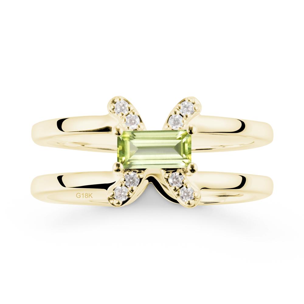 Double Band Pisces Zodiac Peridot Ring-Dreamy and Sensitive - LUO Jewelry #metal_18k yellow gold
