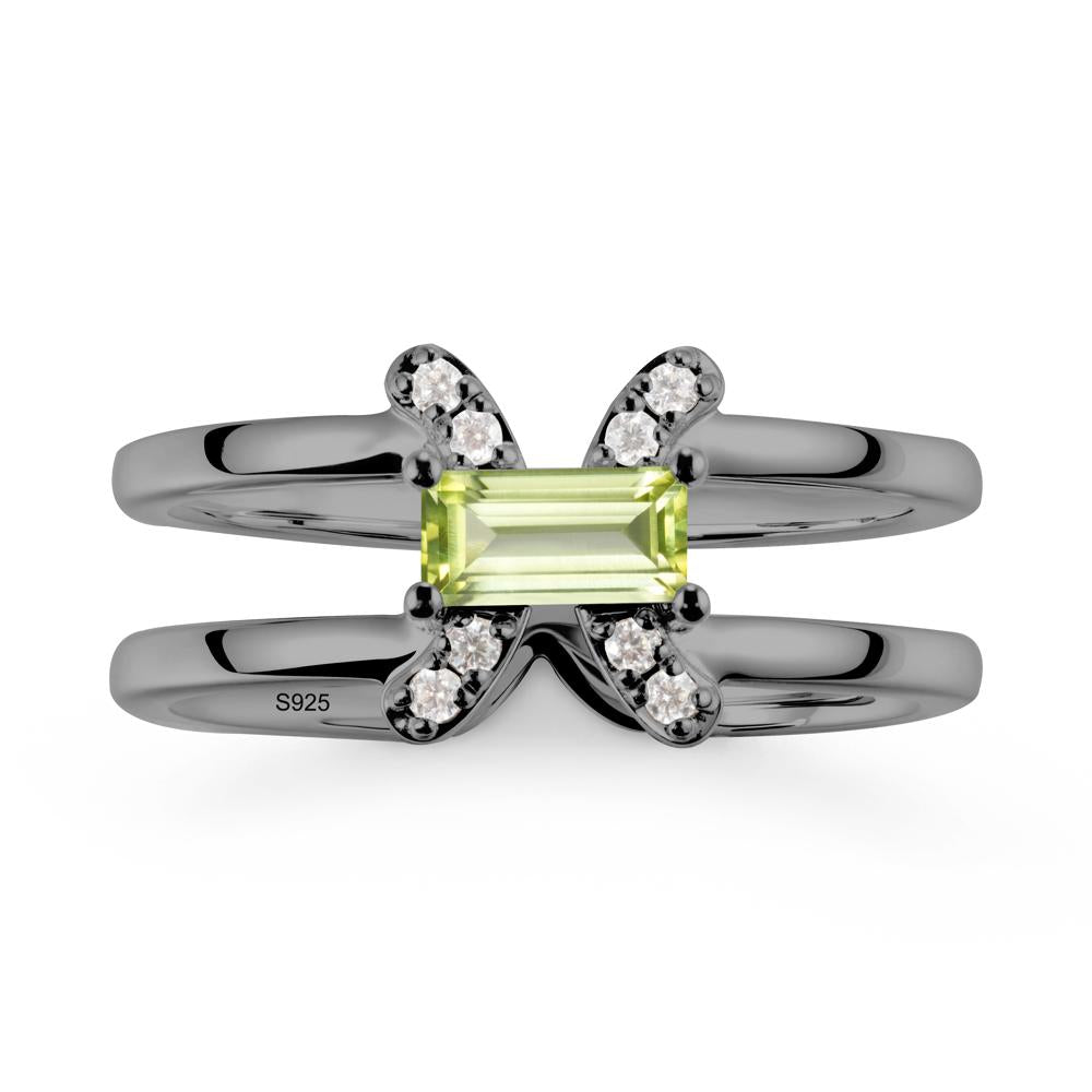 Double Band Pisces Zodiac Peridot Ring-Dreamy and Sensitive - LUO Jewelry #metal_black finish sterling silver