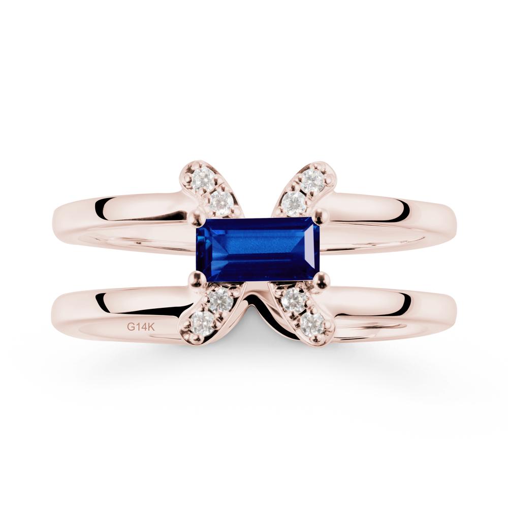 Unique Double Band Sapphire Ring - LUO Jewelry #metal_14k rose gold