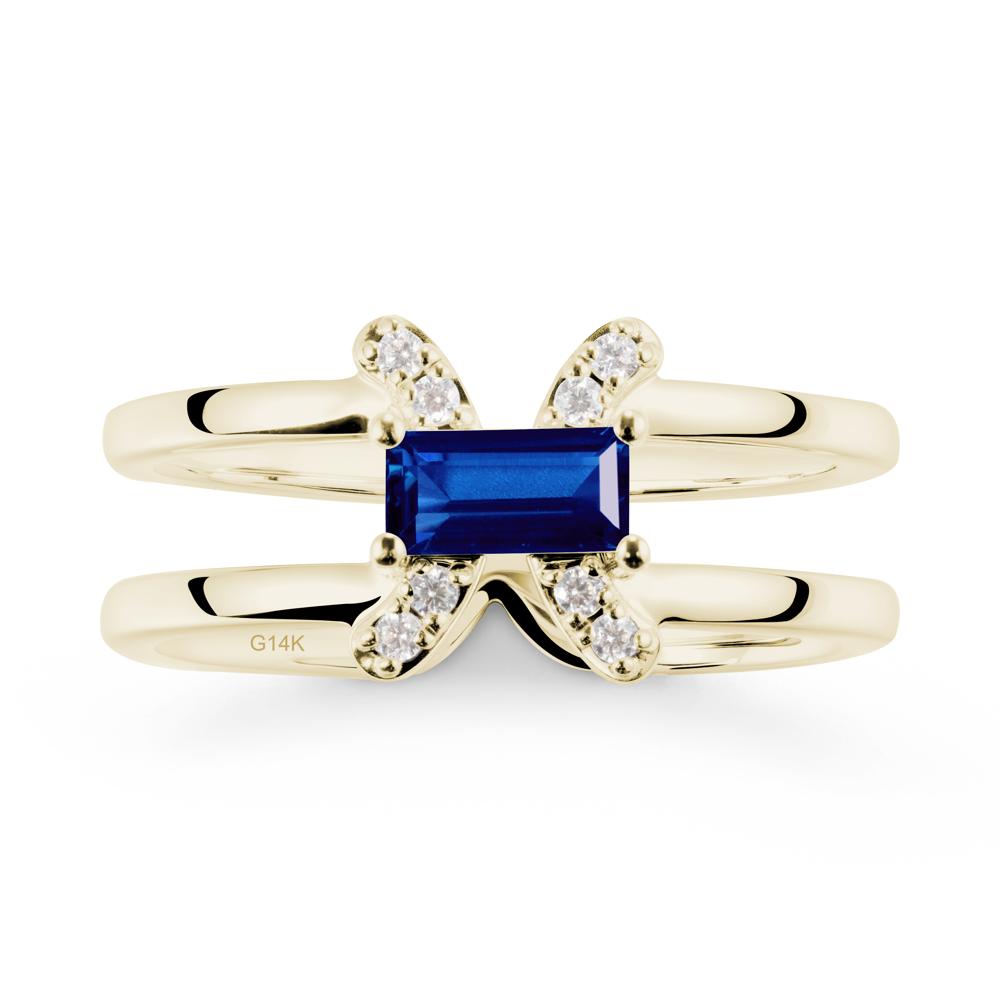 Unique Double Band Sapphire Ring - LUO Jewelry #metal_14k yellow gold