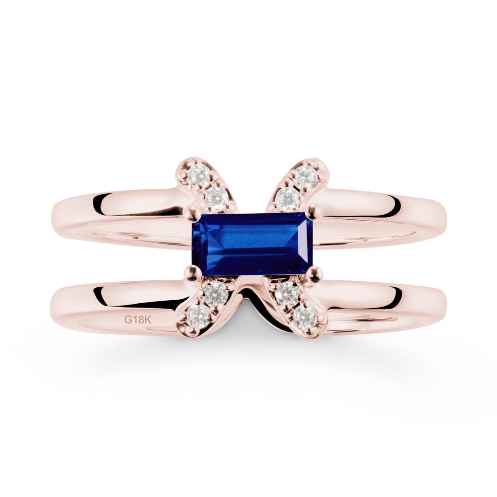 Unique Double Band Sapphire Ring - LUO Jewelry #metal_18k rose gold