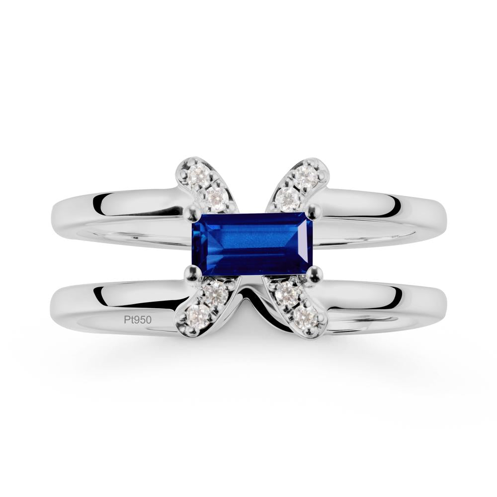 Unique Double Band Sapphire Ring - LUO Jewelry #metal_platinum