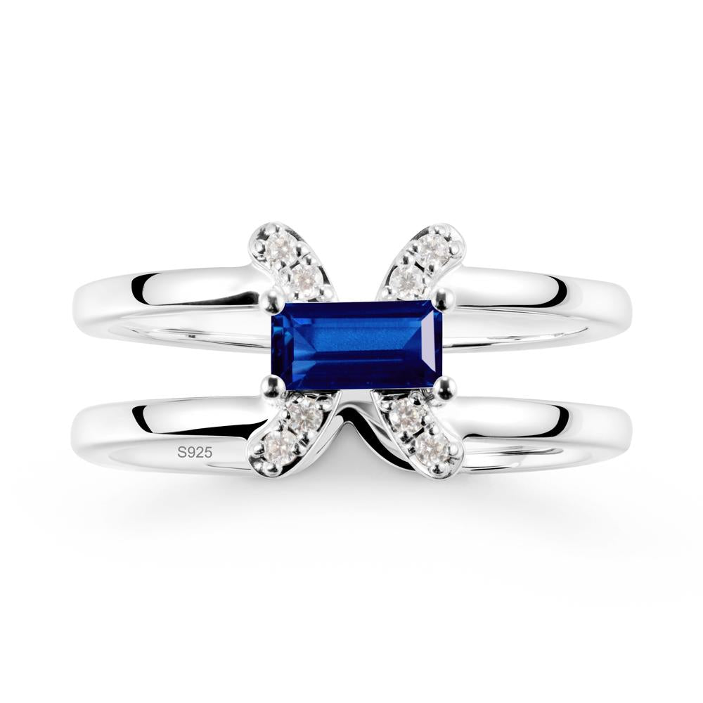 Unique Double Band Sapphire Ring - LUO Jewelry #metal_sterling silver