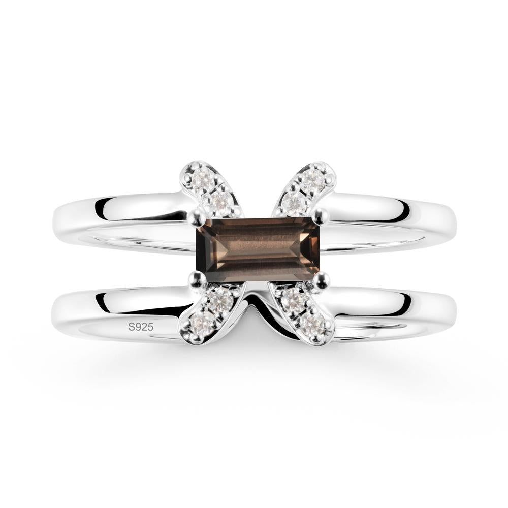 Double Band Pisces Zodiac Smoky Quartz Ring-Dreamy and Sensitive - LUO Jewelry #metal_sterling silver