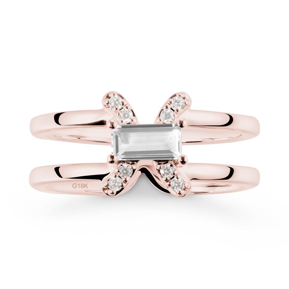 Pisces Zodiac Baguette White Topaz Ring - LUO Jewelry #metal_18k rose gold