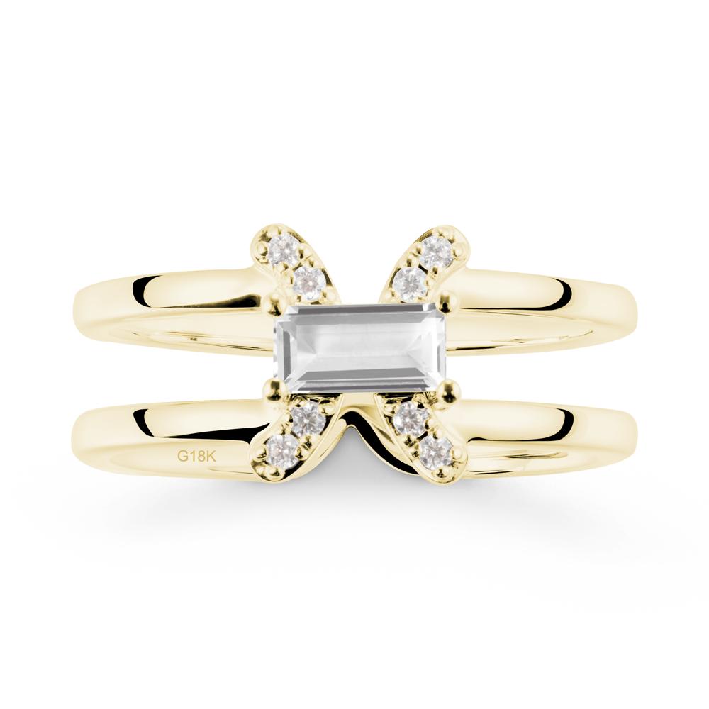 Pisces Zodiac Baguette White Topaz Ring - LUO Jewelry #metal_18k yellow gold
