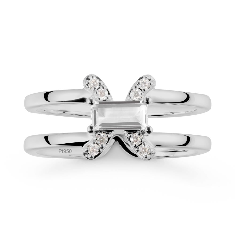 Pisces Zodiac Baguette White Topaz Ring - LUO Jewelry #metal_platinum